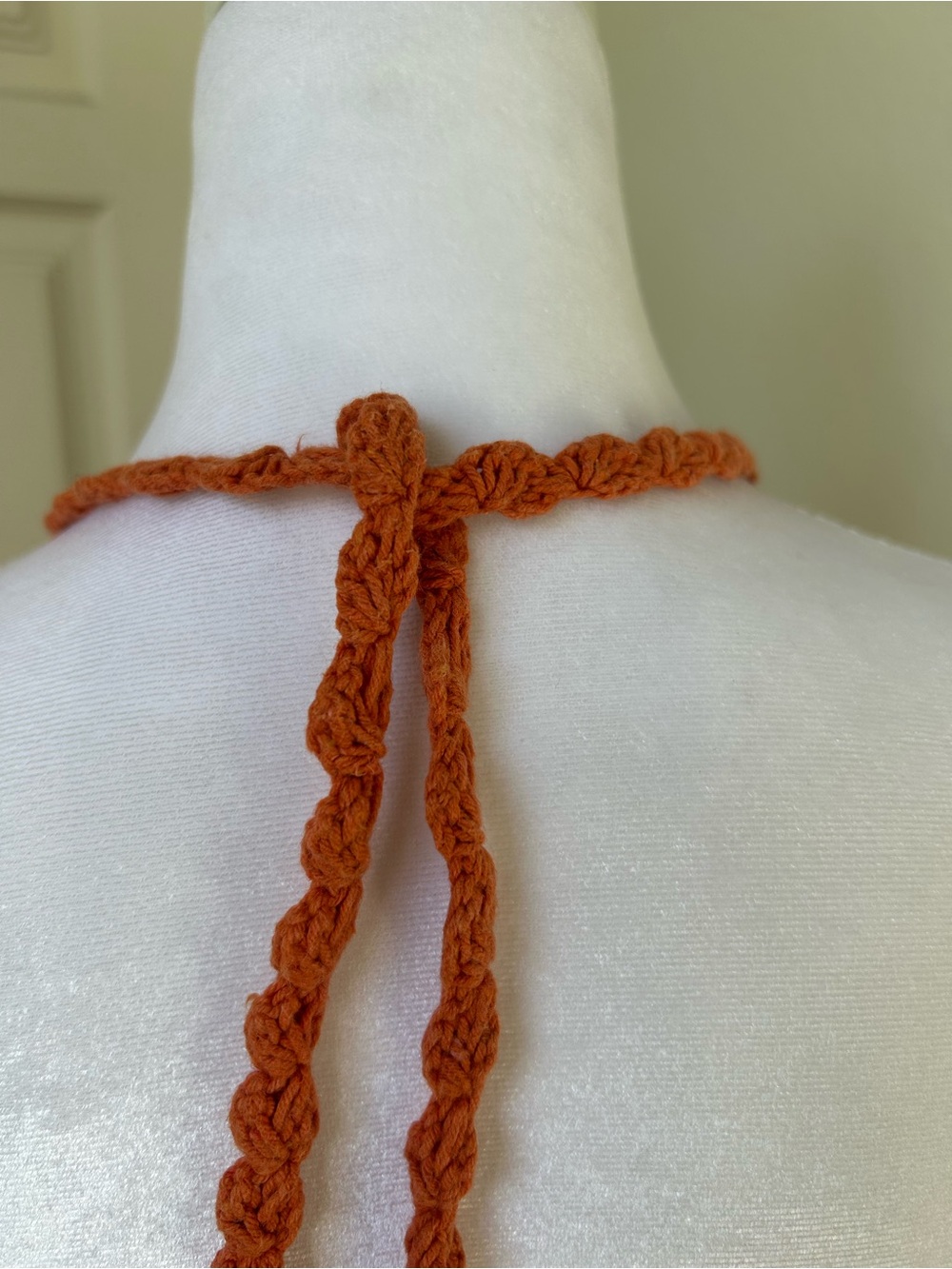 Y2K Burnt Orange Crochet Halter Top Boho Festival - Picture 7 of 8
